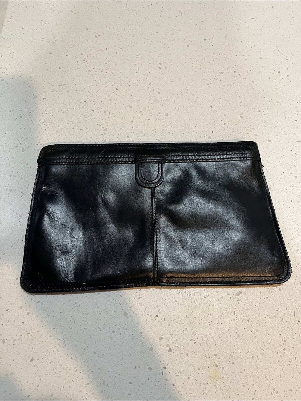 Classic Black Leather Wristlet Clutch